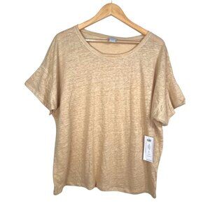 Chicos East west Linen‎ Tee Warm Sand loose fit sz L